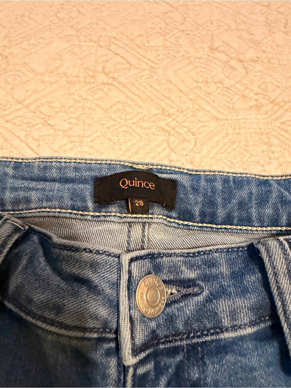 Quince Bella Stretch Straight Leg Blue Jeans - Picture 2 of 5